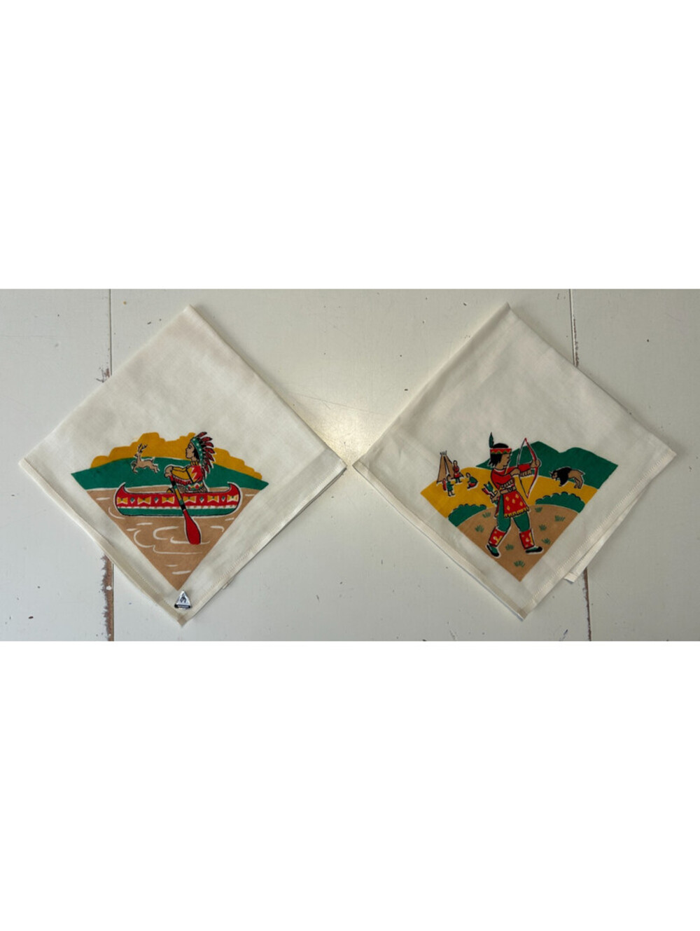 NEW Vintage 1940's Herrmann Handkerchiefs - Native American Children Theme